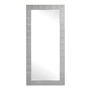 Naomi Home Mosaic Full Length Mirror – 66" L x 32" W Large Decorative Wall Mirror with Faux Wood Frame Tall Full Body Floor Mirror in Elegant Silver for Bedroom and Living Room