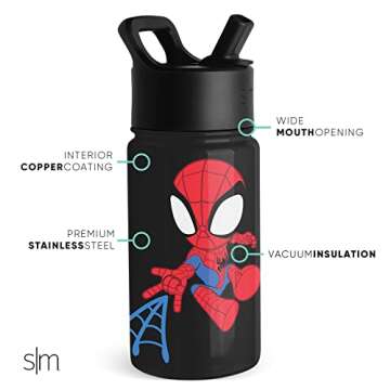 Spiderman Kids Water Bottle with Straw Lid 14oz