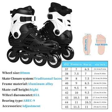 Roller Blades,Inline Skates for Men,Women Fitness Rollerblades Outdoor,Speed Racing Roller Skates for Adult,Beginners,Unisex (White, Men9/Women9.5)