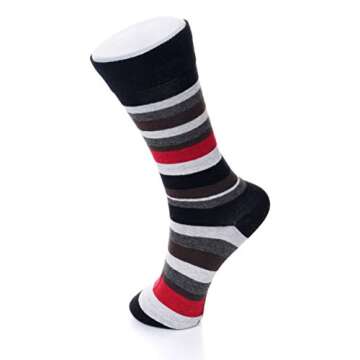 Alpine Swiss Mens Cotton 6 Pack Dress Socks Striped & Argyle Fun Color Pack