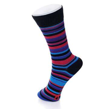 Alpine Swiss Mens Cotton 6 Pack Dress Socks Striped & Argyle Fun Color Pack