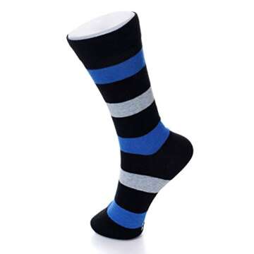 Alpine Swiss Mens Cotton 6 Pack Dress Socks Striped & Argyle Fun Color Pack