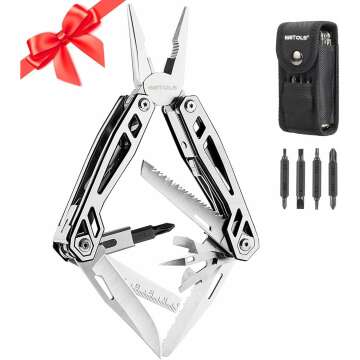 WETOLS Multitool Needle Nose Pliers,21-in-1 Stainless Steel Multi Tool Pocket Knife with Screwdriver Sleeve,Self-locking Survival Knife with EDC Pouch-Great for Outdoor, Simple Repair, Camping, Hiking