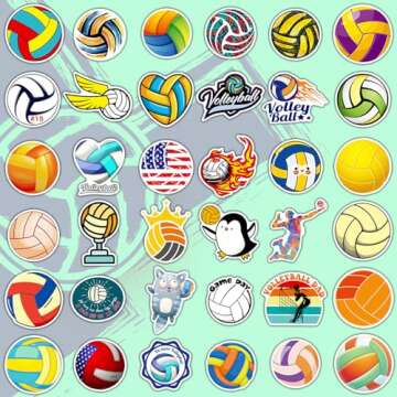 WAKEMOODEI Volleyball Stickers for Water Bottles 200 Sports Stickers for Teens Girls Boys Motivational Volleyball Stickers for Kids Volleyball Team Gifts Stuff Party Decorations