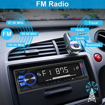 Car Radio Bluetooth Single DIN Car Stereo Audio, Car Audio with Handsfree and App Control,Supports FM/ MP3/SD/AUX/Dua USB/EQ/Quick Charge | Not a CD Player