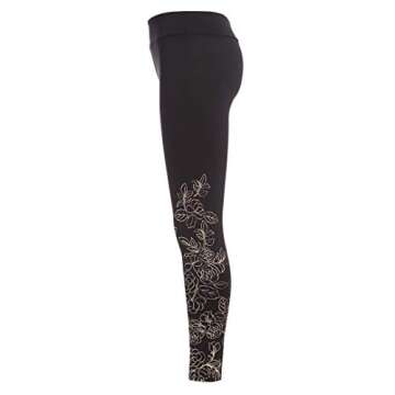 Calvin Klein Girls' Performance Leggings, Full Length Athletic Stretch Pants With Logo Design, Black Floral Glow, 7