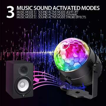 [2-Pack] Disco Ball DJ Party Lights Sound Activated with Remote Control Strobe Lamp 7 Modes Stage Light for Home Room Dance Parties Karaoke Halloween Christmas Birthday Decorations