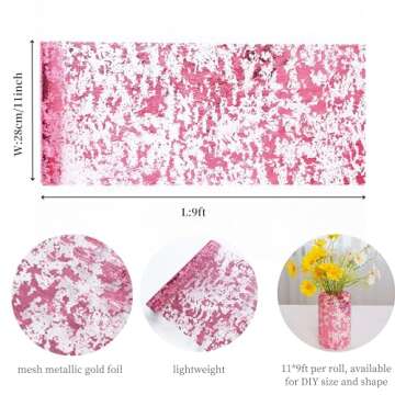 Snowkingdom Pink Table Runner, 11 x 108 Inch Sequin Glitter Sparkle Foil Metallic Pink Thin Mesh Table Runner Roll Disposable Birthday Party Pink Decorations for Valentine's Day Wedding