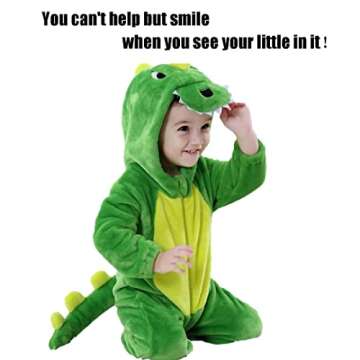 QIAONIUNIU Halloween Baby Green Dinosaur Costumes Toddler Outfit Infants Cosplay Romper 2-6 Months