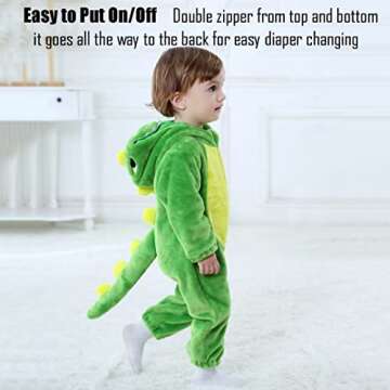 QIAONIUNIU Halloween Baby Green Dinosaur Costumes Toddler Outfit Infants Cosplay Romper 2-6 Months