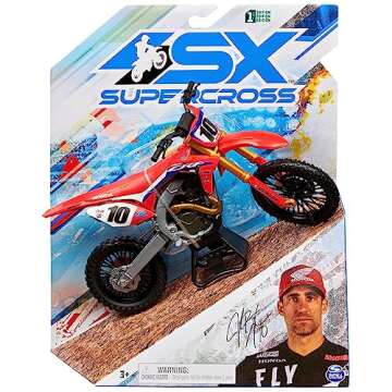 Supercross, Authentic Justin Brayton 1:10 Scale Collector Die-Cast Motorcycle Replica with Display Stand