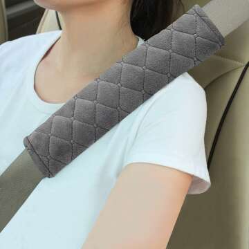 Amooca Soft Auto Seat Belt Covers - 2 PCS Cushions for Comfort