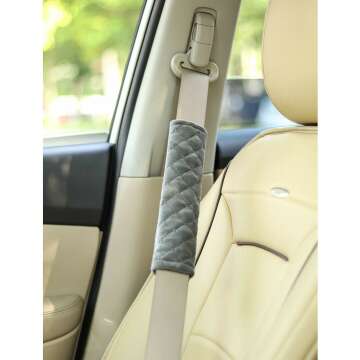 Amooca Seat Belt Covers - 2 Cushion Pads for Comfort