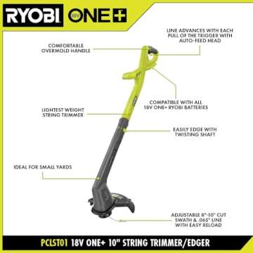 RYOBI 18V 10 in. Cordless String Trimmer & Edger