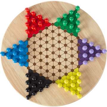 Chinese Checkers Game Set - 11" Wooden Board with Pegs