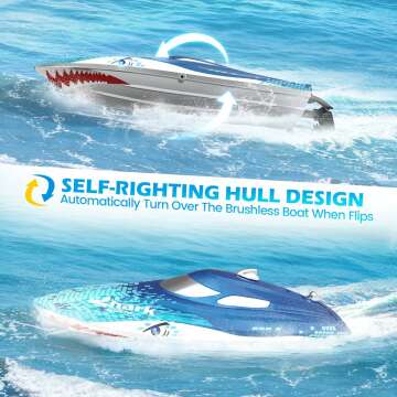 DEERC Remote Control Boat - Full Proportional with LED Lights