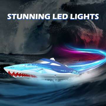 DEERC Remote Control Boat - Full Proportional with LED Lights