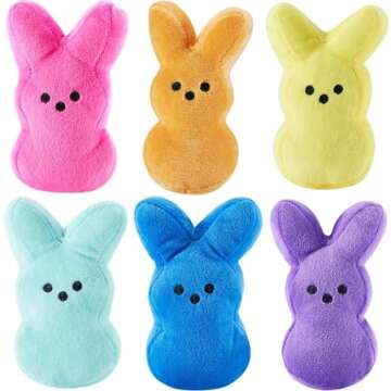 vizethru 6 pcs Easter Bunny Plush Toys Decorations Cute Animal Bunny Stuffed Doll Easter Basket Stuffers Gift for Kids (6 inches)