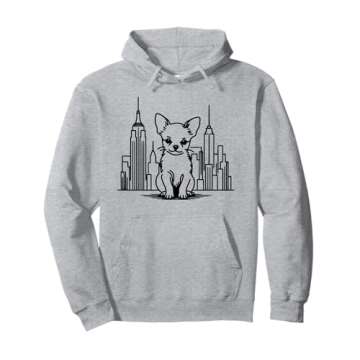 Chihuahua New York City skyline line art for NYC dog lovers Pullover Hoodie