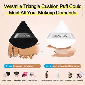 6 Pieces Powder Puff for Face Powder Makeup Puff Velour Soft Triangle Powder Puffs for Loose Powder Mineral Powder Setting Powder Puffs Blender Wet Dry Cosmetic Foundation Sponge Makeup Tool