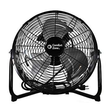 Comfort Zone CZHV12B High Velocity Cradle Fan | 3 Speed, 12 Inch Fan with All Metal Construction, Black