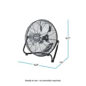 Comfort Zone CZHV12B High Velocity Cradle Fan | 3 Speed, 12 Inch Fan with All Metal Construction, Black