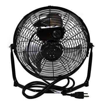 Comfort Zone CZHV12B High Velocity Cradle Fan | 3 Speed, 12 Inch Fan with All Metal Construction, Black