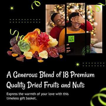 Gourmet Dried Fruit and Nuts Gift Basket XL - 18 Varieties