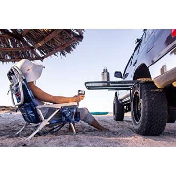 Tire Table Vehicle Tire-Mounted Steel Camping, Travel, Tailgating and Outdoor Work Table, Black (Steel) , 29 x 23 x 1.5"