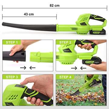 YOUGFIN Leaf Blower Cordless with Battery and Charger, 160CFM Battery Powered Electric Blowers for Lawn Care, 6 Speed Mode Small Rechargeable Leaf Blower Lightweight for Seniors (21V)