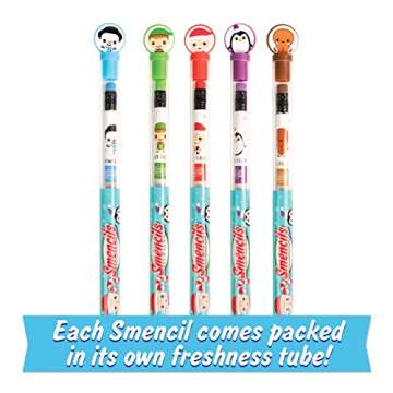 Holiday Smencils - HB #2 Patented Gourmet Scented Fun Pencils, 5 Count - Stocking Stuffer, Gifts for Kids, School Supplies, Party Favors, Classroom Rewards