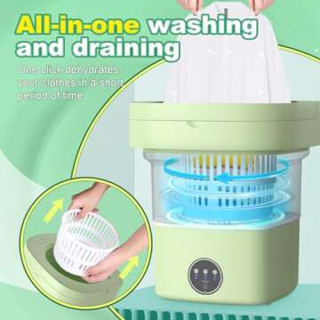 Portable Washing Machine, 11L Mini Washing Machine with 3 Cleaning Modes, Suitable for Baby Clothes, Underwear, Socks, Small Washing Machine Folding Design Suitable for Apartments, Camping & Travel