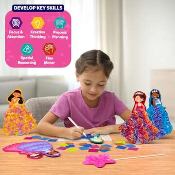 Skillmatics Art & Craft Activity - Poke-in Art Magical Princesses, Mess-Free Art for Kids, Craft Kits, DIY Activity, Gifts for Girls & Boys Ages 4, 5, 6, 7, 8, 9