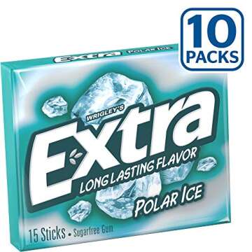 EXTRA Polar Ice Sugarfree Gum, 15 Sticks (Pack of 10)