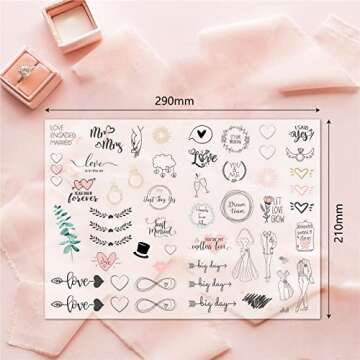 Transparent Waterproof Stickers For Wedding Planning Stickers-4 Sheets 230 Illustrationsand Phrases Per Pack,Used for Bridal Shower Engagement Marriage Anniversary,Sticker Set for Scrapbooking Bride Planner Calendar (A)