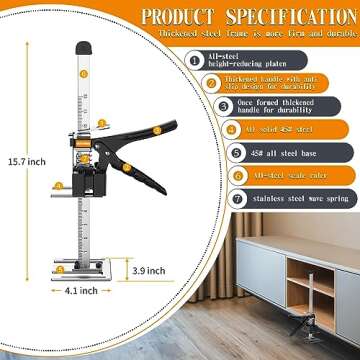 RENYINDA Labor-Saving Arm Jack Multifunctional Construction Jacks, Furniture Jacks，Lift Height 10 inches 300lb Load-Bearing for Installing Windows and Doors, Lifting Furniture, Woodworking Tools