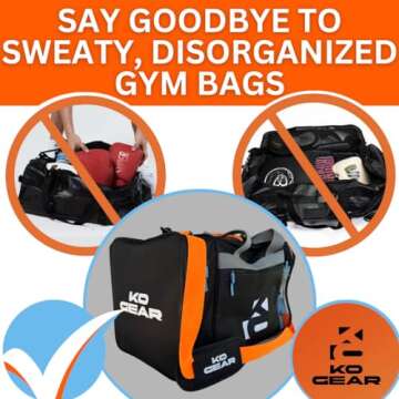 Gym Bag for Boxing Gear with Breathable Mesh Compartments for Drying Boxing Gloves and Boxing Wraps. Boxing Gym Bag for Boxing Workouts.