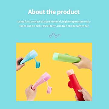 6 Pcs Popsicles Molds, Silicone Ice Pop Molds for Kids, Reusable Freezer Pop Tubes, Multi-Color Ice Pop Mold, Frozen Ice Popsicle Maker with Iid