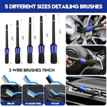 Qydipclin 37Pcs Car Detailing Kit, Car Detailing Brush Set, Car Wash Cleaning Kit, Car Detailing Brushes, Professional Car Care Kit for Interior Exterior Wheels, Blue