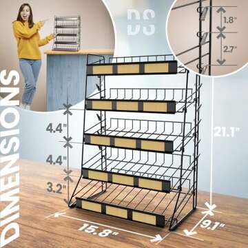 DS THE DISPLAY STORE 5 Tier Candy Display Rack, Large Snack Organizer For Countertop, Home Theatre Portable Concession Stand Snack Display