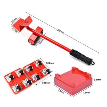 UBEI Furniture Move Tool Kit with 4 Sliders,4 Adjustable Heightening Pads, 1 Furniture Lifter, Easy Moving Tool Roller Heavy Duty Furniture Lifter 880-lb Load Capacity (Red)