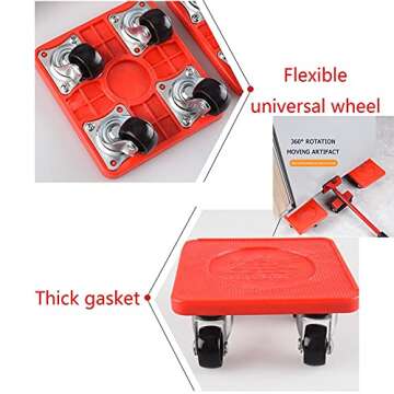 UBEI Furniture Move Tool Kit with 4 Sliders,4 Adjustable Heightening Pads, 1 Furniture Lifter, Easy Moving Tool Roller Heavy Duty Furniture Lifter 880-lb Load Capacity (Red)