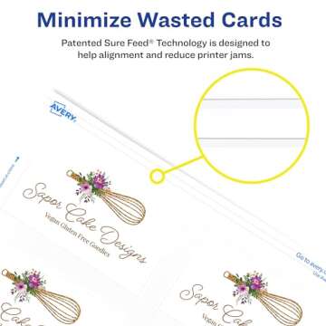 Avery Clean Edge Printable Business Cards with Sure Feed Technology, 2" x 3.5", White, 200 Blank Cards for Laser Printers (5871)