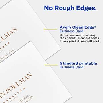 Avery Clean Edge Printable Business Cards with Sure Feed Technology, 2" x 3.5", White, 200 Blank Cards for Laser Printers (5871)