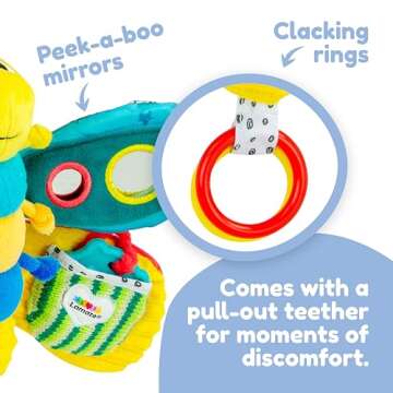 Lamaze Clip On Car Seat and Stroller Toy - Freddie the Firefly - Crinkle Car Seat Toys and Stroller Toys - Sensory Toys for Babies - Travel Toys for Car - Infant Toys Ages 0 Months and Up