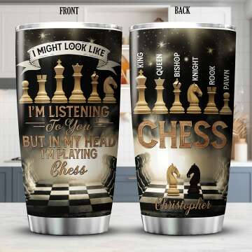 Personalized Chess Lover Tumbler - Custom Coffee Cup