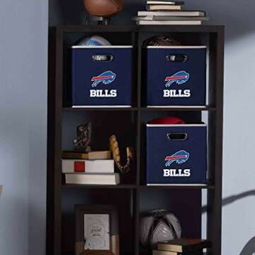 Franklin Sports Buffalo Bills NFL Storage Bin - Collapsible Cube Container + Storage Basket - NFL Office, Bedroom + Living Room Décor - 11"x11"