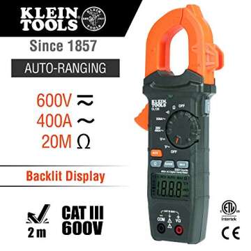 Klein Tools CL120VP Electrical Voltage Test Kit with Clamp Meter, Three Testers, Test Leads, Pouch and Batteries