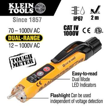 Klein Tools CL120VP Electrical Voltage Test Kit with Clamp Meter, Three Testers, Test Leads, Pouch and Batteries