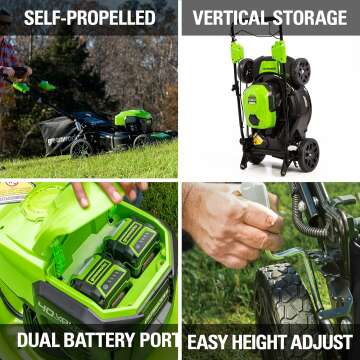 Greenworks 40V 21" Brushless Cordless (Self-Propelled) Lawn Mower (75+ Compatible Tools), 5.0Ah Battery and Charger Included